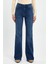 Kadın Jenny Dirty Dark Blue Yüksek Bel Flare Jean Pantolon 5