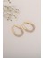 Oval Taşlı Halka Gold Küpe 3