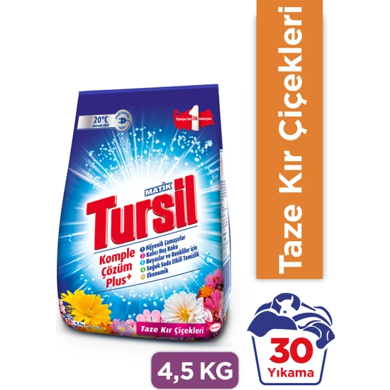 Tursil Matik Toz Çamaşır Deterjanı Maksimum Güç Taze Kır Çiçekleri 4,5 kg (30 Yıkama)