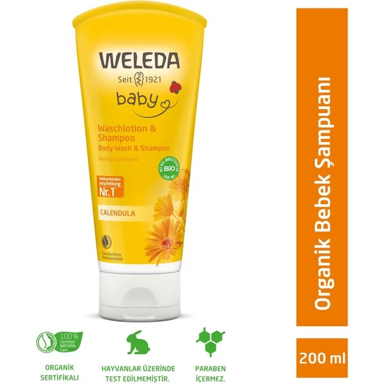 Weleda  Calendula Organik Saç ve Vücut Şampuanı 200ML