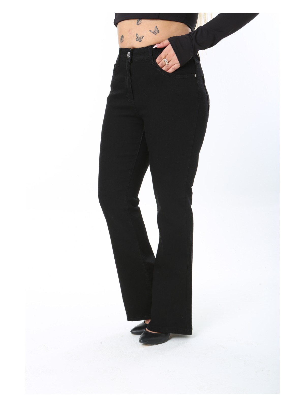 Era Lisa Ispanyol Paça Likralı Büyük Beden Kot Pantolon