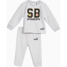 Puma Düz Gri Bebek Eşofman Takımı 62221604 Puma x Spongebob Crew Jogg