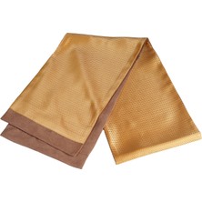 Exve Exclusive Altın Camel Kendinden Desenli Jakar Dokuma Elegant Çift Taraflı Atkı
