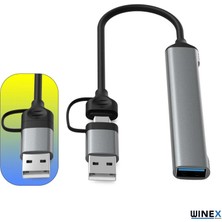 Global 4in1 Usba ve Type-C To Usba 3.01 Çoklayıcı Hub Adaptör WNE0165