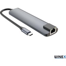 Global 7in1 USB Type-C Hub Port Adaptör HDMI USB Ethernet Pd Girişli WNE0166