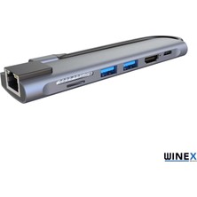 Global 7in1 USB Type-C Hub Port Adaptör HDMI USB Ethernet Pd Girişli WNE0166