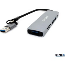 Global 6in1 Usba ve Type-C To 3x Usb3.0, Tf, Sd, Type-C Çoklayıcı Hub Adaptör WNE0168