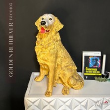 Mukemel Golden Retriever Köpek Figür Heykeli Dekoratif Obje ve Biblo Dekorasyon Salon Ofis Aksesuarları