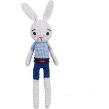 Nostaljik Lezzetler Amigurumi Organik Oyuncak-Uyku Arkadaşı Tavşan-Örme Mavi Tavşan