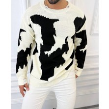 Elku Moda Kazak Çift Kat Örme Pamuk Kazak Detaylı Lazer Kesim Salaş Triko Kazak