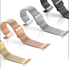 Mobicas Apple Watch 3 4 5 6 7 8 9 Se Uyumlu 38-40-41MM Mıknatıslı Hasır Metal Kordon-01 Rose Gold
