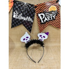 Kidspartim Halloween Taç Kuru Kafa Mor Beyaz Parlak