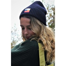 Sofist İstanbul Navy Blue Beanie Lacivert Dokuma Etiketli Soft Yıkama Yünlü Katlamalı Örgü Bere