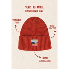 Sofist İstanbul Cinnamon Beanie Tarçın Rengi Dokuma Etiketli Soft Yıkama Yünlü Katlamalı Örgü Bere