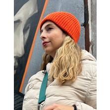 Sofist İstanbul Cinnamon Beanie Tarçın Rengi Dokuma Etiketli Soft Yıkama Yünlü Katlamalı Örgü Bere