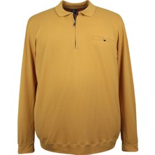Maruf Shop Erkek Büyük Beden Polo Yaka Ince Pike Sweat Uzun Kol Sarı