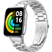 Nezih Case Redmi Watch 3 Active Uyumlu Yandan Klipsli Paslanmaz Çelik 20MM Metal Baklalı Kordon