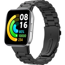 Nezih Case Redmi Watch 3 Uyumlu Yandan Klipsli Paslanmaz Çelik 20MM Metal Baklalı Kordon