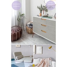 Trendpoint Kendinden Yapışkanlı 60CM×500CM Keten Görünümlü Açıkgri Duvar Kağıdı Mutfak Dolap Kaplama