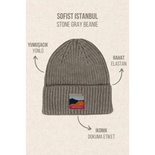 Sofist İstanbul Stone Gray Beanie Taş Gri Dokuma Soft Yıkama Yünlü Katlamalı Örgü Bere