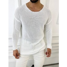 Elku Moda Oversize Örme Natural Pamuk Tüylenmeyen Kazak Salaş Tarz Triko