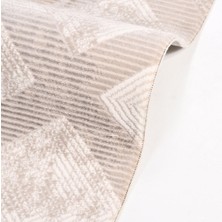 Halınet Jazlyn Krem Geometrik Polyester Makine Halısı