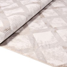 Halınet Jazlyn Krem Geometrik Polyester Makine Halısı