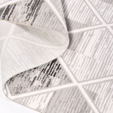 Halınet Ailani Gri Geometrik Polyester Makine Halısı