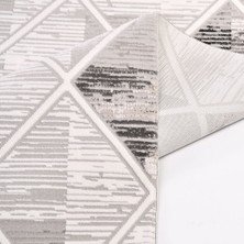 Halınet Ailani Gri Geometrik Polyester Makine Halısı