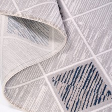 Halınet Carolina Gri Geometrik Polyester Makine Halısı