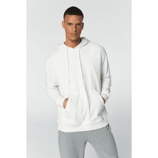 Hummel Johns Oversize Erkek Beyaz Kapüşonlu Sweatshirt