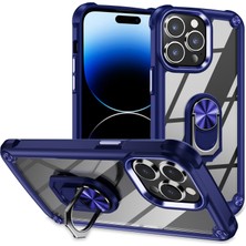 Forestl Digital Iphone 14 Pro Fone Case Için Koruyucu Geri Kılıf Pc+Tpu Metal Ring Kickstand-Mavi (Yurt Dışından)