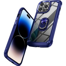 Forestl Digital Iphone 14 Pro Fone Case Için Koruyucu Geri Kılıf Pc+Tpu Metal Ring Kickstand-Mavi (Yurt Dışından)