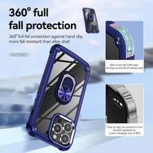 Forestl Digital Iphone 14 Pro Fone Case Için Koruyucu Geri Kılıf Pc+Tpu Metal Ring Kickstand-Mavi (Yurt Dışından)