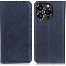 Forestl Digital Iphone 14 Pro Telefon Kılıfı Bölünmüş Deri+Tpu Kasası 6.1 Inç Cüzdan Stili Stand Güçlü Manyetik Emme Koruyucusu Kapak-Blue (Yurt Dışından)