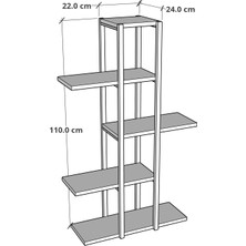 Furnature Design 5 Raflı Çiçeklik Metal Saksı Standı Saksılık Beyaz