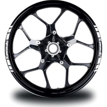 Motiker Kawasakı Yazılı Kısa Dış Şerit 8'li Jant Sticker Modeli