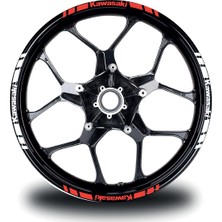 Motiker Kawasakı Yazılı Kısa Dış Şerit 16'lı Çift Renk Jant Sticker Modeli