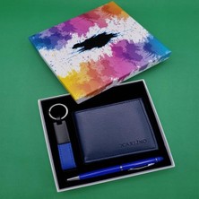 Mevafa Kalem Anahtarlık Cüzdan Mavi Set Dekoratif Hediyelik