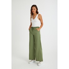 Barbora Keten Günlük Pantolon Beli Lastikli Bağcıklı