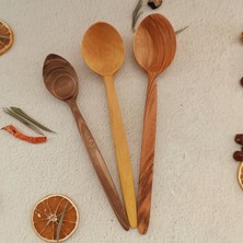 Artful Wooden Ahşap Tahta Servis, Sunum Kaşık Seti - El Yapımı Ceviz, Zeytin, Şimşir Ağacı