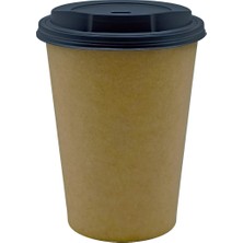 Afra Tedarik 14 Oz Siyah Kapaklı Karton Latte Bardak 380 ml 100'lü