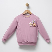 Jol Baby Jolbaby Örgü Çiçek Detaylı Kız Çocuk Sweatshirt Bluz