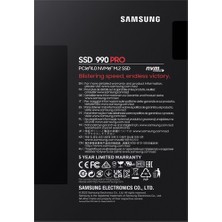 Samsung 990 Pro 2tb MZ-V9P2T0BW 7450MB-6900MB/SN Pcıe 4.0 X4 Nvme 2.0 M.2 SSD 5 Yıl Samsung Turkıye Garantili