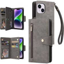 Yihang Boutique Ile Uyumluiphone 14 Mıknatıslı Deri Zip Cüzdan Kart Sahibi (Yurt Dışından)