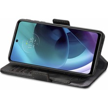 Yihang Boutique - 1383 Motorola Moto G51 Için Kart Tutuculu Pu Deri Cüzdan Telefon Kılıfı - Siyah (Yurt Dışından)