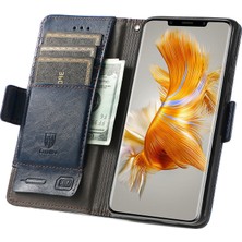 Yihang Boutique - 1383 Huawei Mate 50 Pro Için Kart Tutuculu Pu Deri Cüzdan Telefon Kılıfı - Mavi (Yurt Dışından)