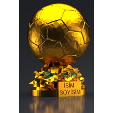 Flexis Isme Özel Fıfa Ballon D'or Maketi Orjinal Gold Kaplama 20 cm Kaliteli