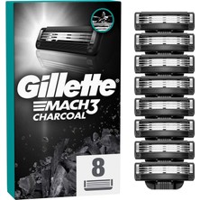 Gillette Mach3 Charcoal Avantajlı Yedek Tıraş Bıçağı 8'li