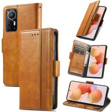 Yihang Boutique - 1383 Xiaomi 12 Için Kart Tutuculu Pu Deri Cüzdan Telefon Kılıfı - Haki (Yurt Dışından)